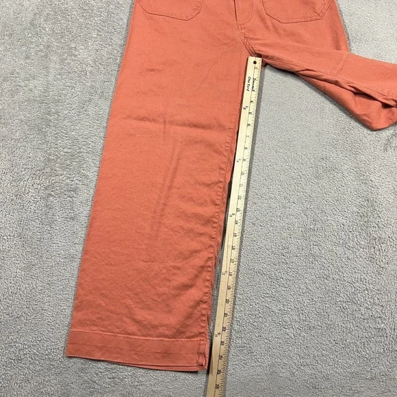 Maeve Pants Womens 27 The Colette Wide Leg Patch Pockets High Rise Cropped Linen - Picture 2 of 14